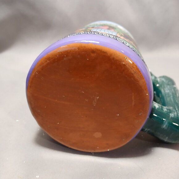 Handpainted South American Cactus Handle Heavyweight Coffee Mug Stein Preowned - Picture 8 of 11